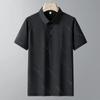 Middle Aged and Elderly Ice Silk Pearl Short Sleeved Polo Shirt Men's Lapel Collar T-shirt
