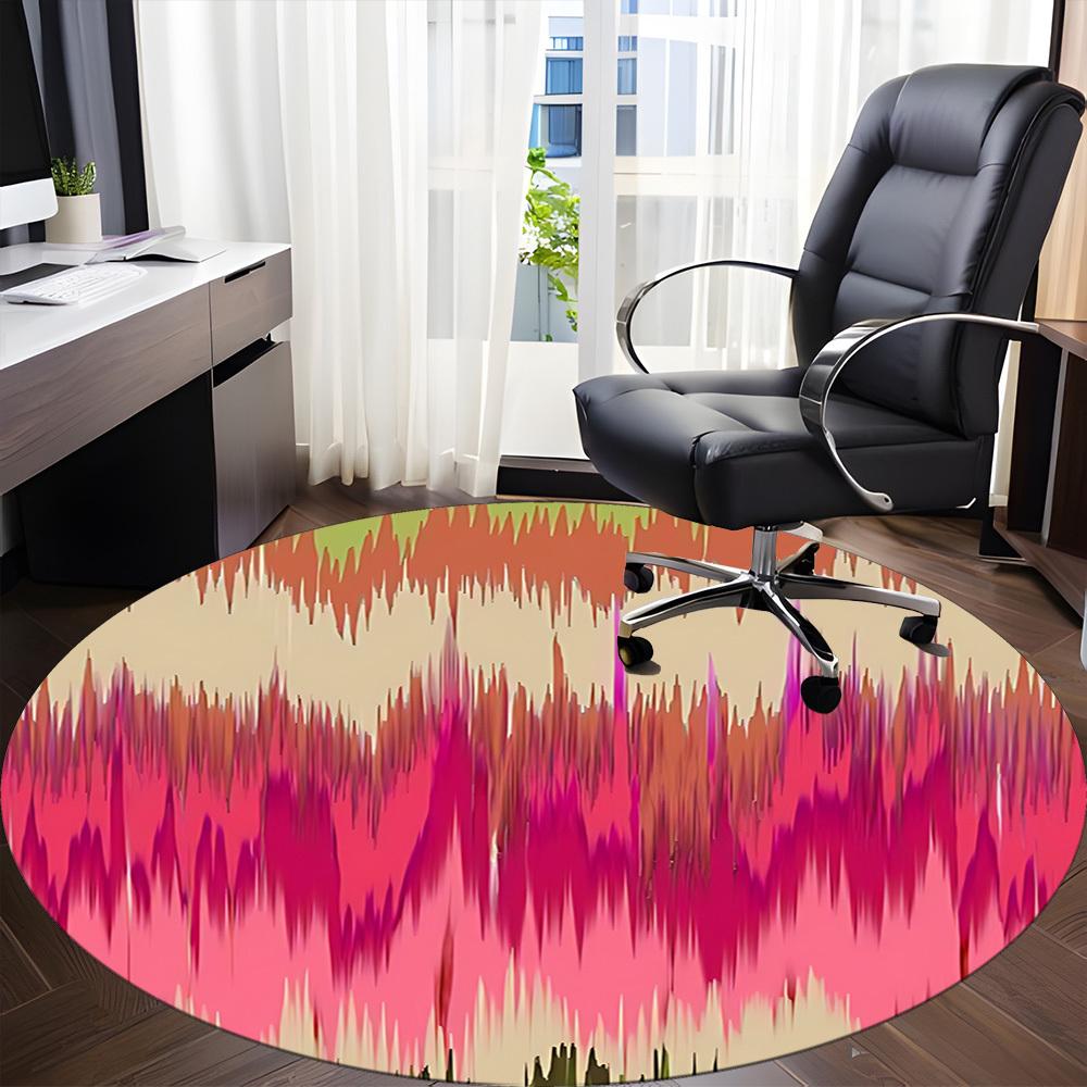 1pc Abstract Pattern Office Round Rug, Non-slip, Soft and Durable Office Rug for Interior Decoration, Perfect for Office, Beautiful Decoration yy26031