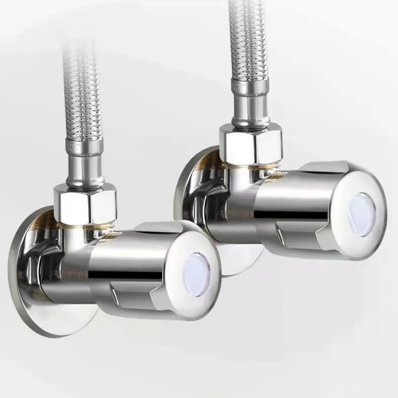 Stainless Steel Hot Cold Inlet Valve Bathroom Faucet Stop Valve Kitchen Sink Basin Triangle Valve Water Pressure Regulator