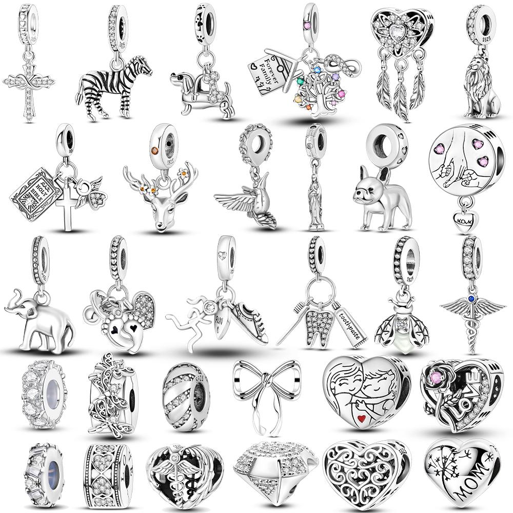 Original Dangle Charms White Heart Beads Copper Fit Bracelet Jewelry Diy For Woman Pendants Charms Fine Gift