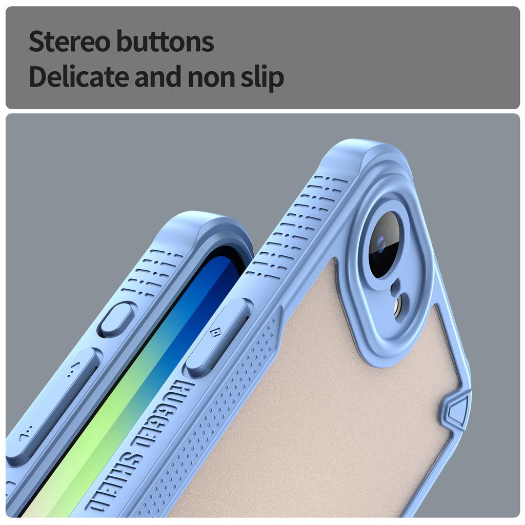 For iPhone 16e Back Cover WANLONFENG MFFJ2 Series TPU+Acrylic Phone Case with 2PCS Tempered Glass