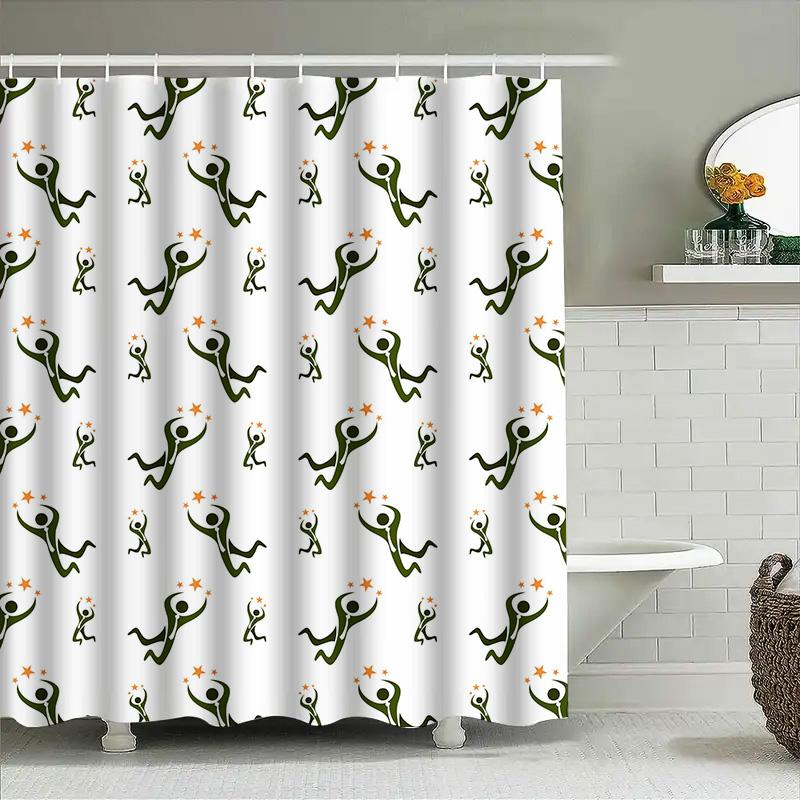 

Green Star Sprinkle Shower Curtain White Fabric Pattern Decorative Waterproof Bath Liner for Home Bathroom Size180x245cm 90x180cm
