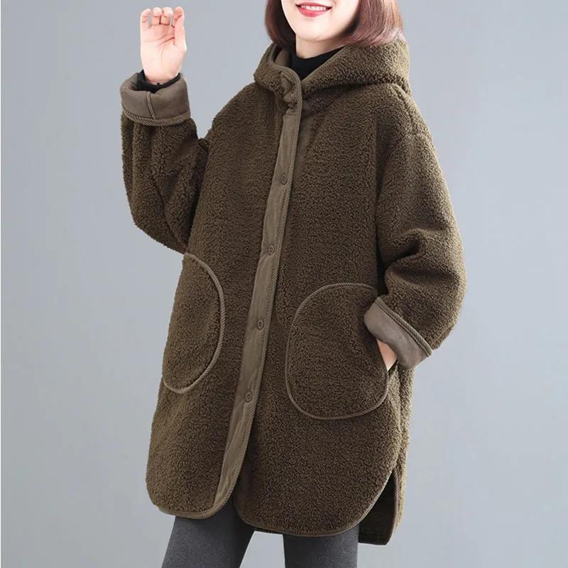 Women's Winter Loose Thicken Cotton Jacket Ladies Hooded Warm Long Parkas Overcoat