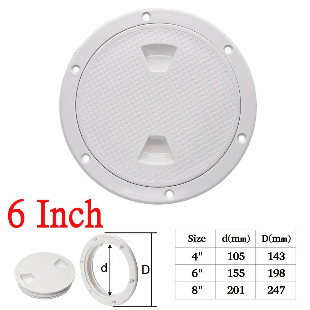 Accessoires de bateau Trappe de bateau 4" 6" 8" ABS Ronde Antidérapante Trappe d'inspection avec Couvercle Amovible pour Bateau Marin Yacht Noir/Blanc