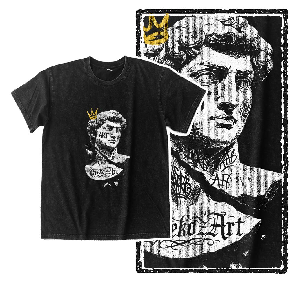 Michelangelo David Graphic T Shirt Men Vintage Washed Tee 100% Cotton Classical Art Streetwear Shirt