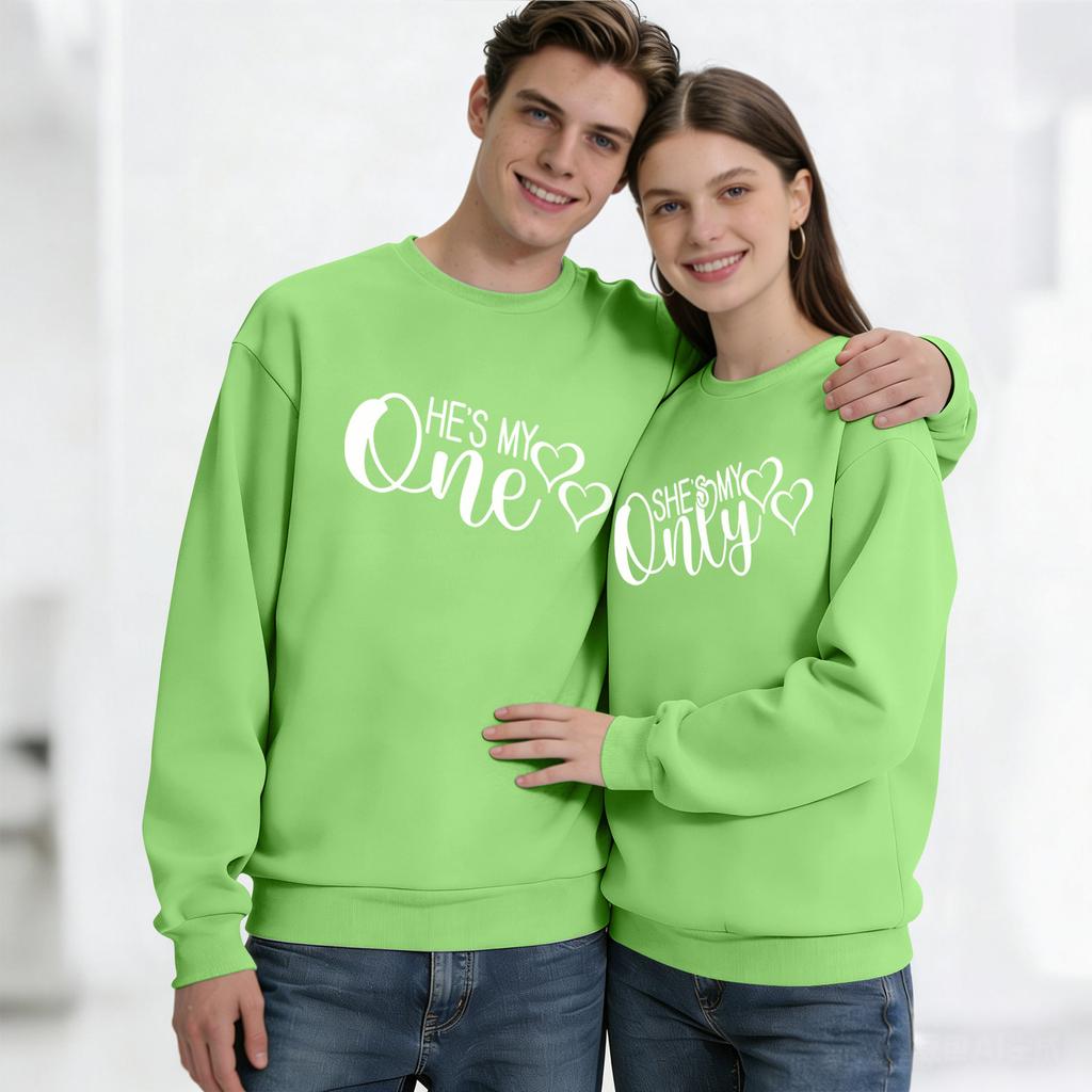 Men's Round Neck Long Sleeve Top, Unisex, Couple Casual Sports Top Set