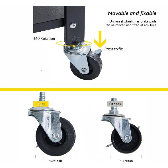 BRIAN & DANY 4-Shelf Foldable Storage Shelves with Wheels, Folding Metal Rack Shelving Unit, Heavy Duty No Assembly Organizer Shelf for Garage,