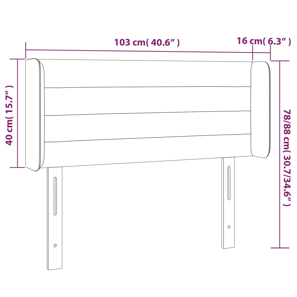 Vidaxl Bed Headboard with LED, Taupe, 103X16X78/88 Cm, Fabric