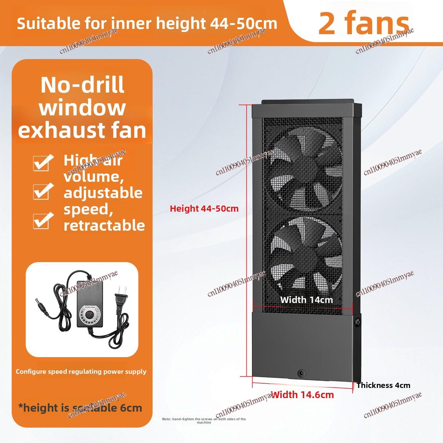 Mājsaimniecības loga izplūdes ventilators bez urbšanas