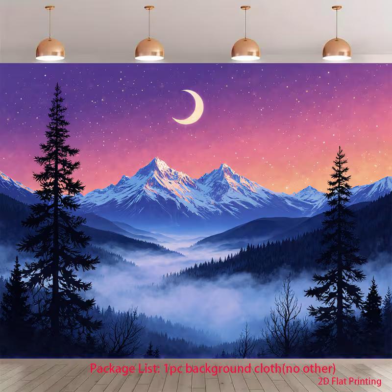 

2D Nature Scenery Mountain Moon Background Cloth Decor 47.2x31.5inch/120*80cm