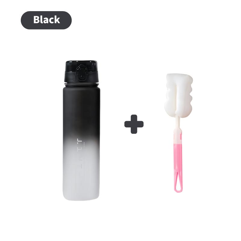 1 Liter Large Capacity Leak Proof Sports Water Bottle with Brush Plastic Cup Drinkware Outdoor Travel Portable Gym Fitness Jugs