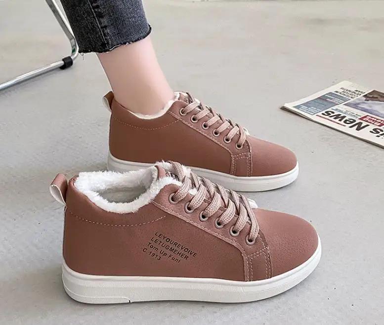 Fashion Winter Women's Pu Leather Snow Boots 2025 Female Boots Cotton Shoes Velvet Upper Soled Warm Snow Woman Cotton Ankle Boots Goth