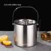 3/4L Stainless Steel Insulated Ice Bucket Double Walled Beverage Tub Comfortable Carry Handle Ice Container Bar Tools