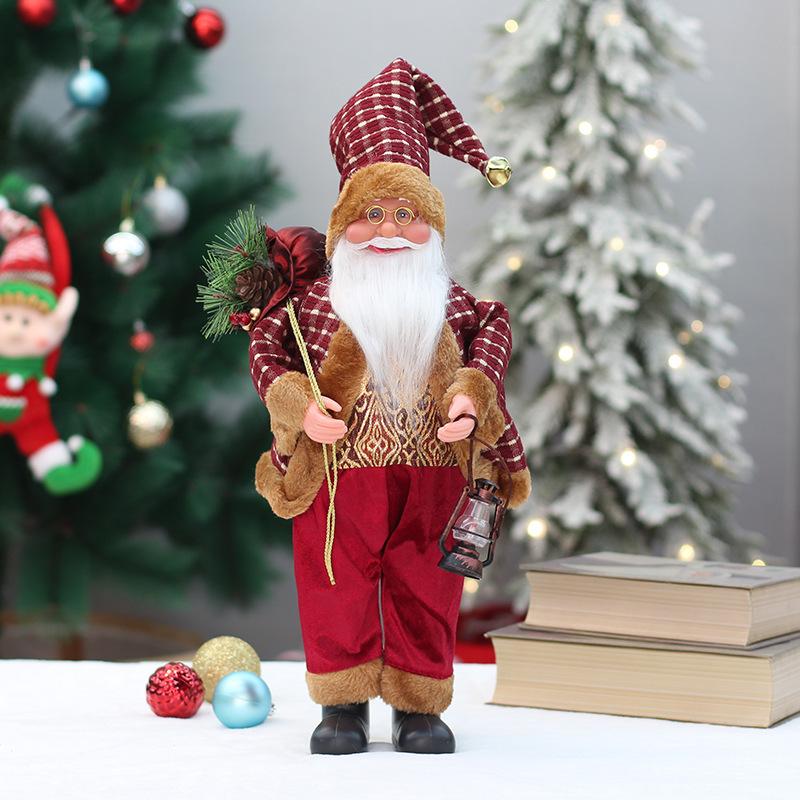 46Cm Standing Santa Claus Doll Supermarket Window Hotel Santa Claus Party Christmas Decorations