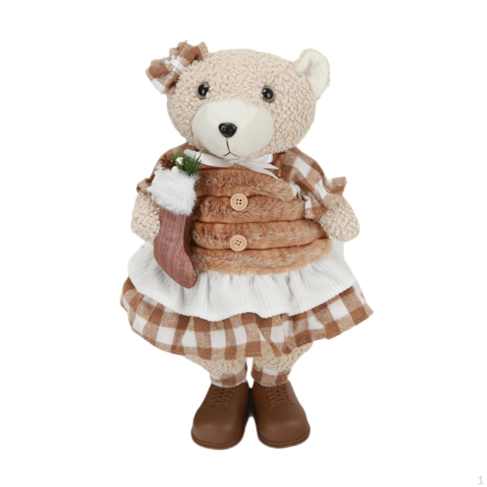 

Фигурка медведя Рождественская кукла Декор стола Милый реквизит Украшение Статуя для гостиной Female 26cmx48cm