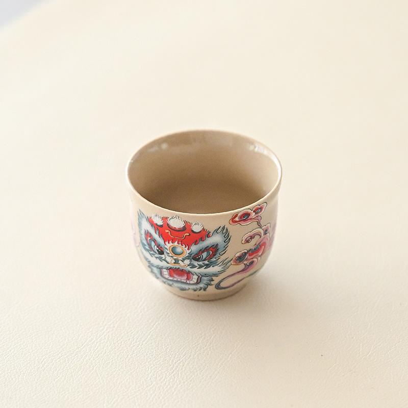 Guochao Lion Awakening Teacup Master Cup High-End Personal Special Single Cup Women'S Cup Drinking Tea Cup Tea Tasting Cup Ceramic Tea Set