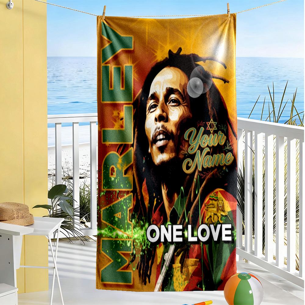 Bob Marley Customize Your Name Beach Towel Super Soft & Absorbent Portable for SwimmingBeachCamping Travel Beach AccessoriesGym