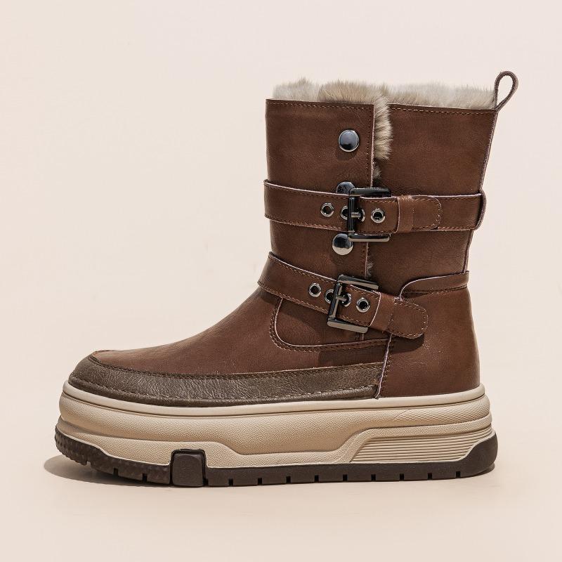 Thick velvet snow boots women's winter new thick sole heightening warm and comfortable Korean version of Internet celebrity versatile short boots