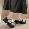 8CM Bling Woman Platform Sandals Ladies Elegant Beach Women's Shoes Flats Summer Sandals Women Designer Shoes Girls Slippers