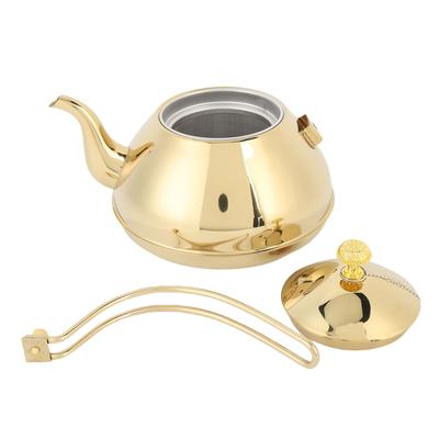 Gold 1.5L Stainless Steel Teapot Brewing Tea Kettle with Strainer for Restaurant and Home