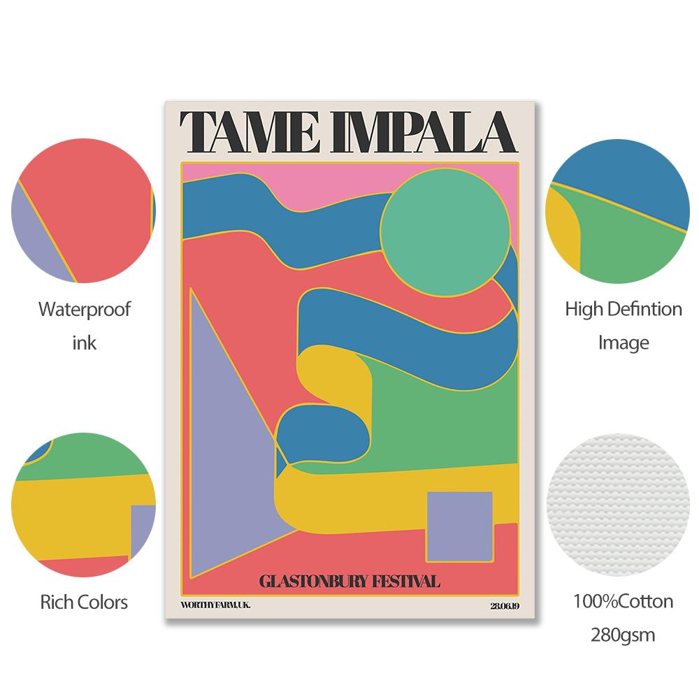 Modern Tame Impala Wave Rainbow Poster Wall Art Print Abstract Color Line Graphic Head Canvas Painting Picture Living Room Decor