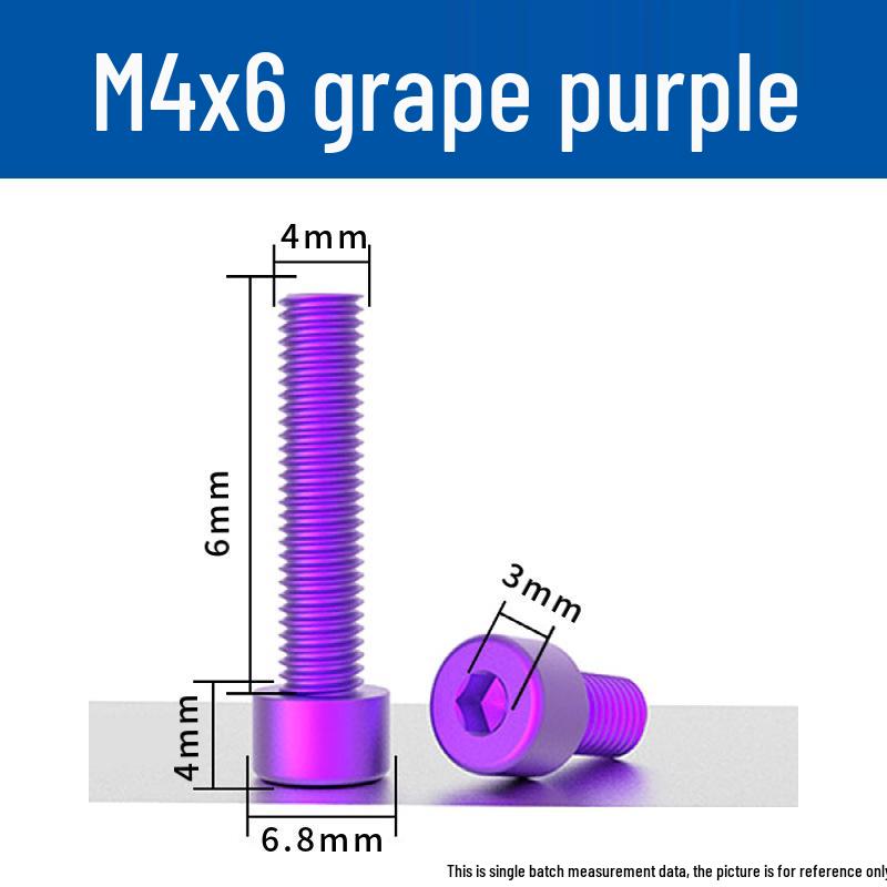 Šroub s vnitřním šestihranem M4 z eloxované hliníkové slitiny s válcovou zápustnou hlavou, antikorozní, barevná povrchová úprava.