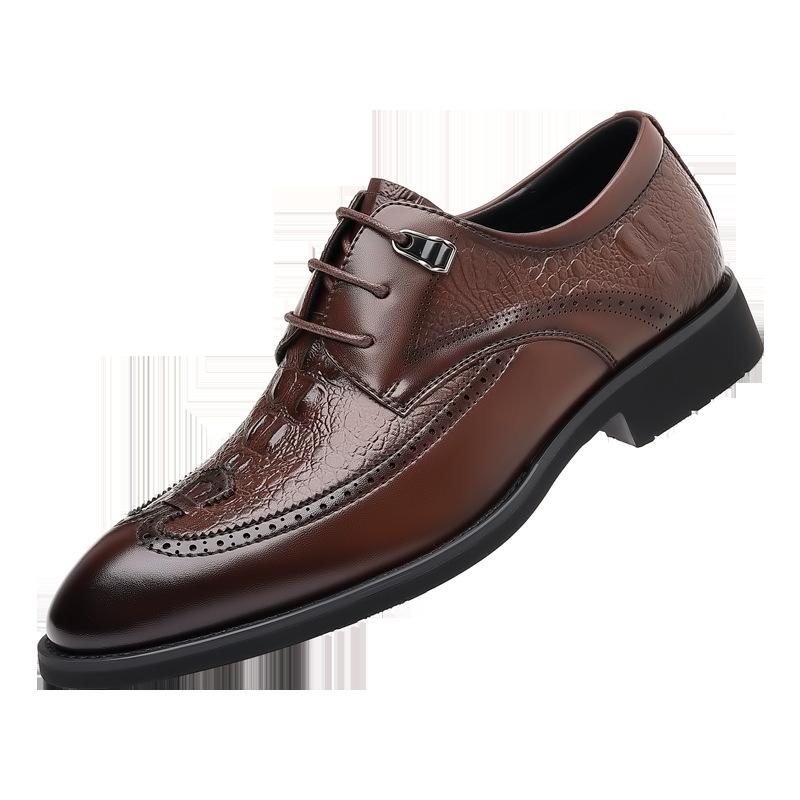 

Кожаная обувь для мужчин Весна и Лето Новая мужская из натуральной кожи с узором крокодила Повседневная деловая мужская обувь Британский стиль Универсальная модная обувь 44