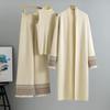 Korean Design Elegant Knitted 3 Piece Sets Women Knit Vest Sweater Long Cardigan Tops Conjuntos High Waist Wide Leg Pants Outfit