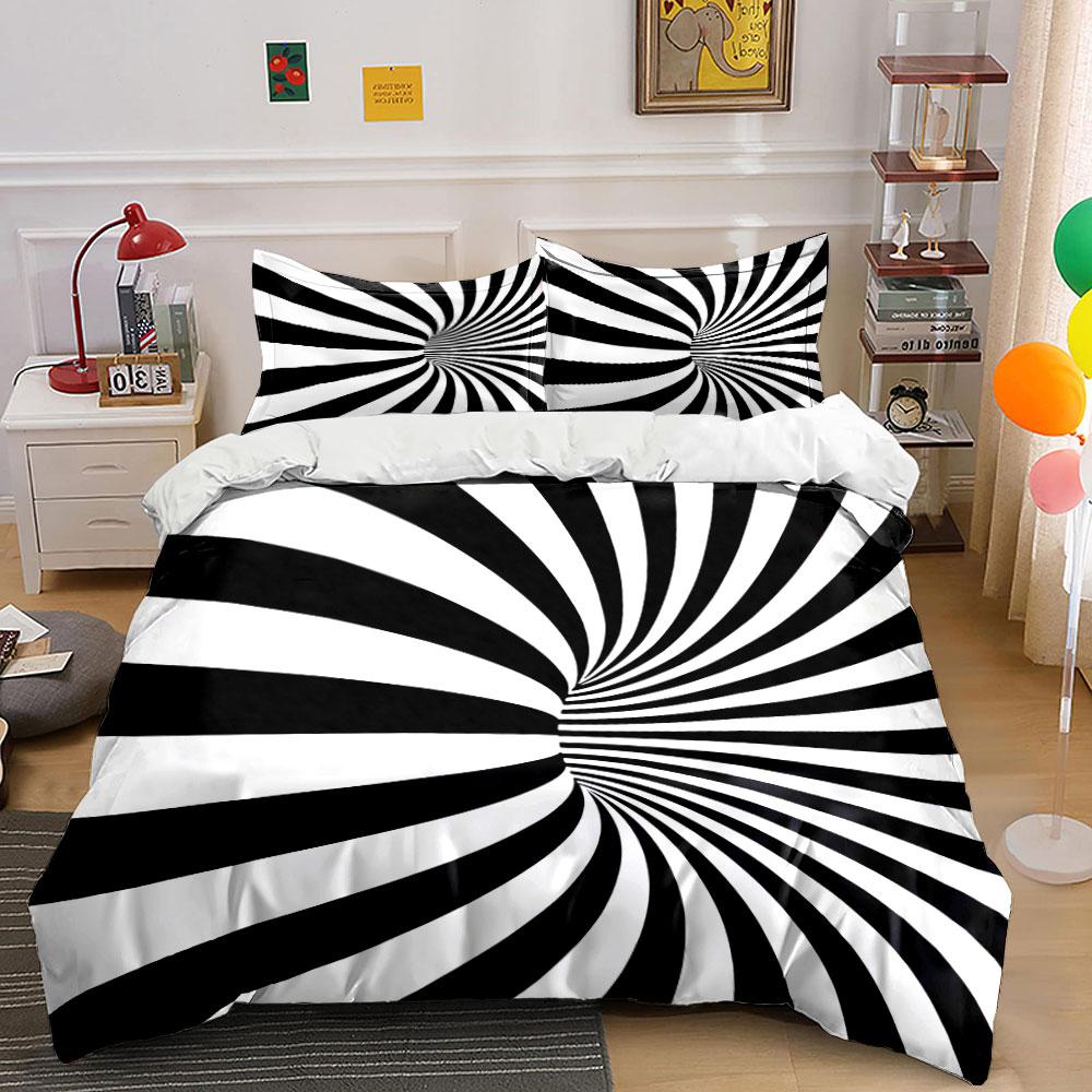 Grosstor Unisex Striped Pattern Decor Set For Interiors Exquisite Three-Piece Bedding Set Gift For Kids And Adults