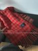 2024 Women's Korean-Style Blue & Brown Plaid Double-Sided Winter Scarf