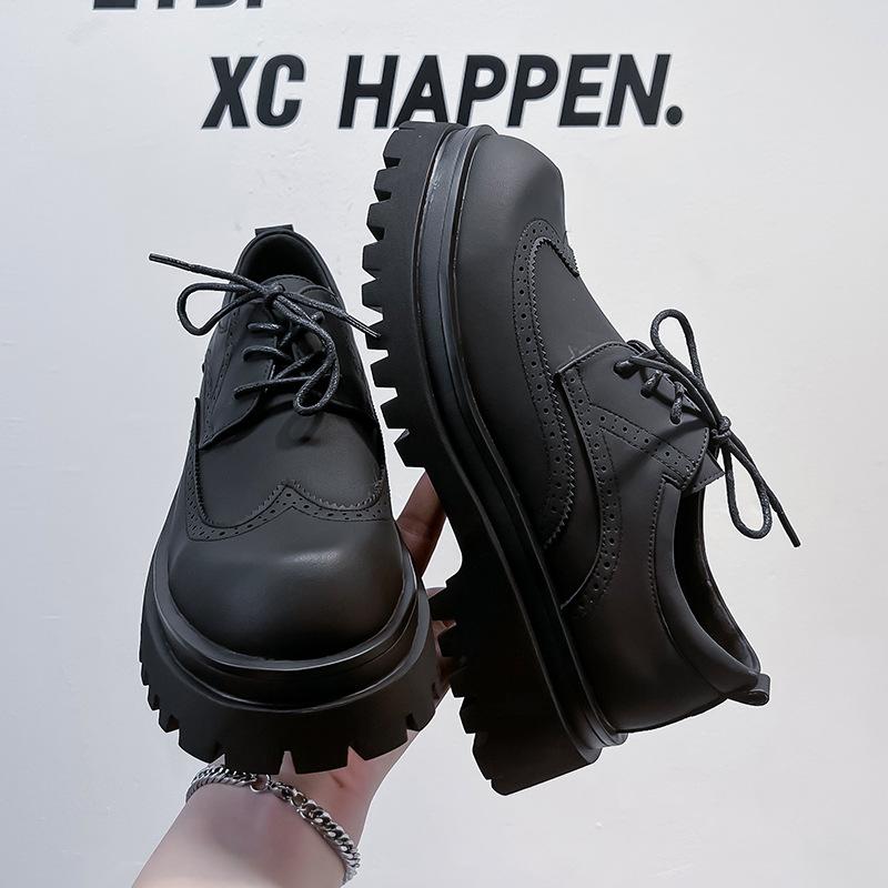 2025 neue Herren Freizeitschuhe vielseitig trendig Lederschuhe Plateausohlen erhöhen die Höhe trendige Marke jung Nische Lederschuhe Herren 1804-A
