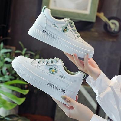 Trendy White Shoes for Women Autumn New Korean Style Fashion Student Casual Flat Lace-up Leather Platform Women's Shoes