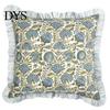 Cozy Living Room Decor Floral Throw Pillowcase with Lace Ruffle Trim, Decorative Soft Polyester Cushion Washable Protectors Cover, French Style Pillow