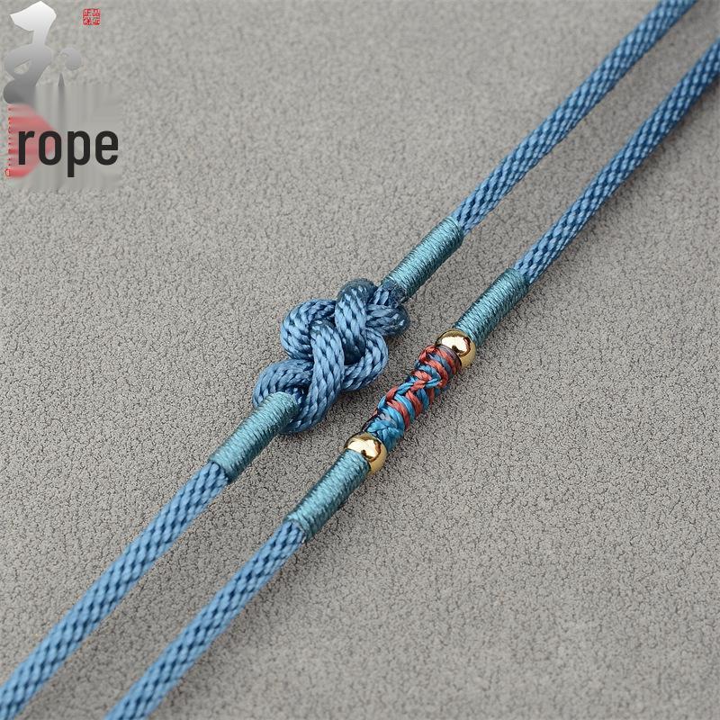 Hand-Woven Jade Pendant Necklace Lanyard with Ruyi Knot - Golden Retro Accessory for Men and Women