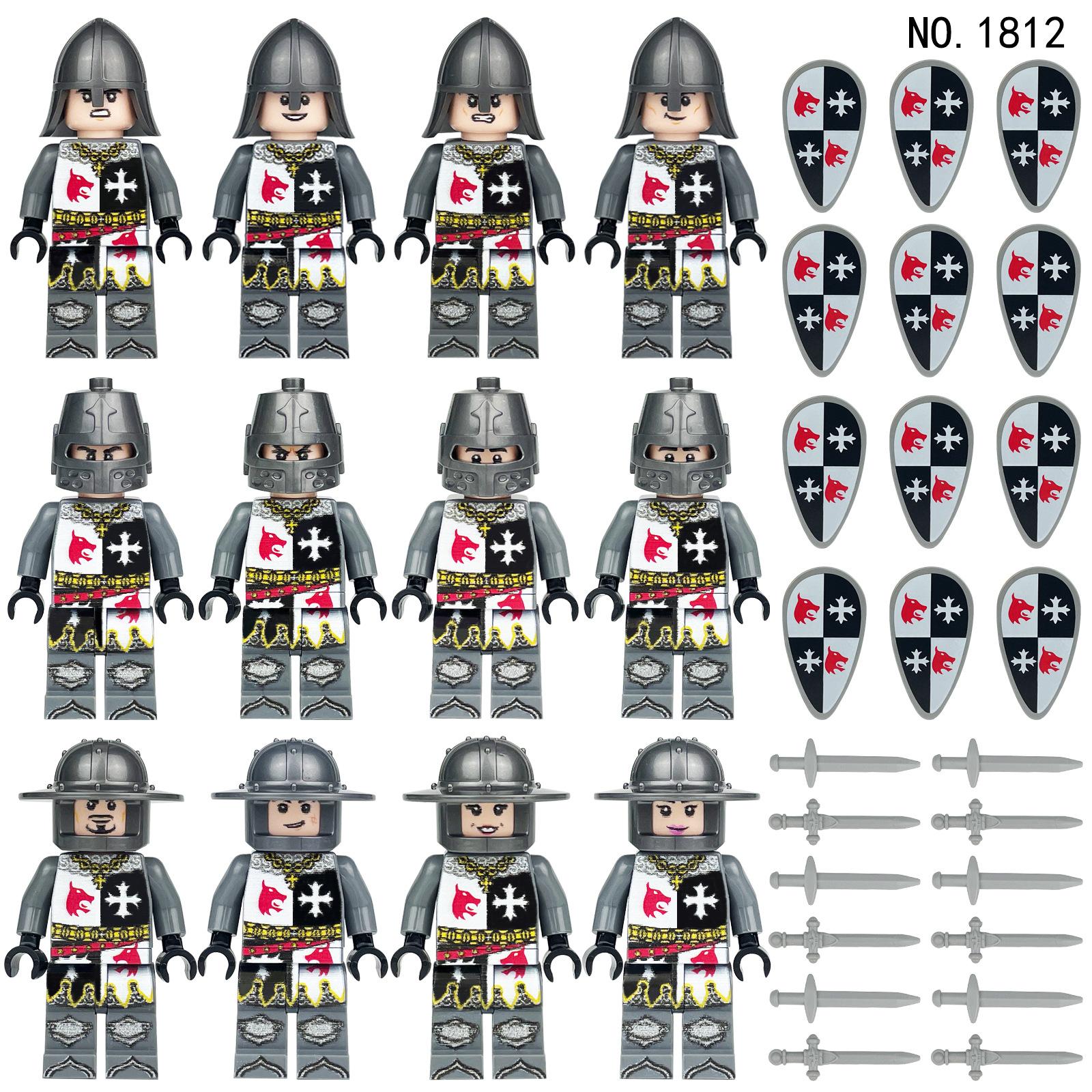 Cavalieri medievali Soldati draghi militari Castello medievale Building Blocks Doll 1813 Figure giocattolo assemblate