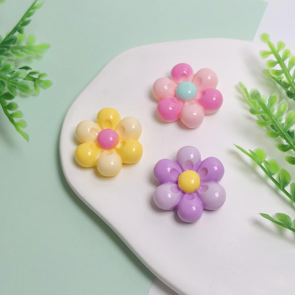 100Pcs Colorful Flowers Resin Flatback Slime Charms Cabochons Embellishments for Hairclips Phone Case Shoes Scrapbooking Decor