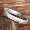 S999 Sterling Silver Lotus Heart Sutra Bracelet - Matte Silver Tassel, Openable Bangle for Women