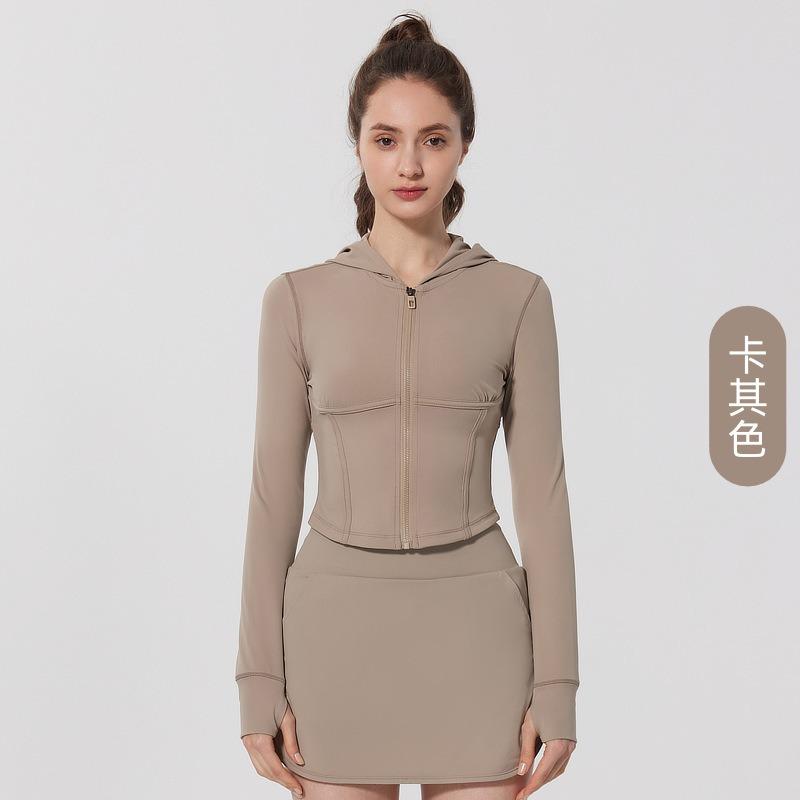Women's Spring and Autumn Running Fitness Sports Slim Long Sleeve Hooded Yoga Wear Tops