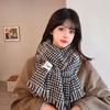 Plaid Knit Scarf Women Winter Warm Shawl Wrap Student Style Chic Ins Trendy Thick Neck Warmer