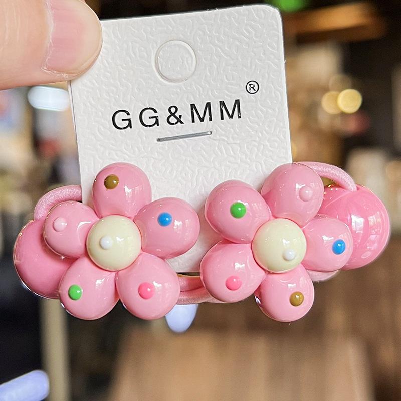 2PCS New Cute Colorful Polka Dot Flowers Princess Headwear Kids Elastic Hair Bands Children Hair Ropes Girls Hair Accessories