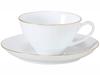 Okura Art Pottery Gold Line (Coupe Shape) Cup & Saucer, Coffee/Tea, Approx. 210cc, Made In Japan, 30C/1001