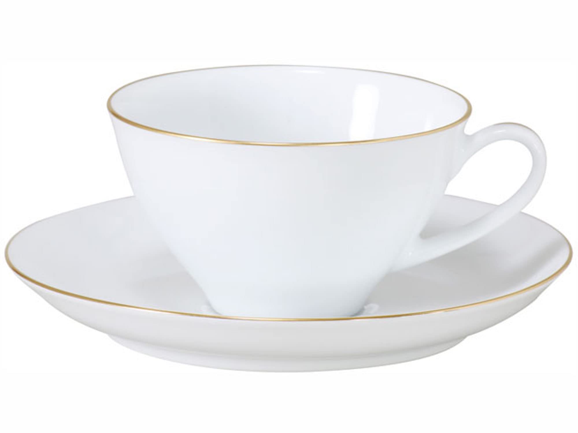 

Okura Art Pottery Gold Line (Coupe Shape) Cup & Saucer, Coffee/Tea, Approx. 210cc, Made in Japan, 30C/1001