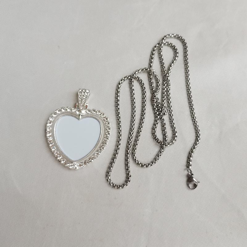 Double-Sided Rotating Rhinestone Hollow Necklace with Personalized Print