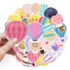 50PCS Hot Air Balloon & Cartoon Girl PVC Stickers for Skateboards, Water Bottles, Luggage.