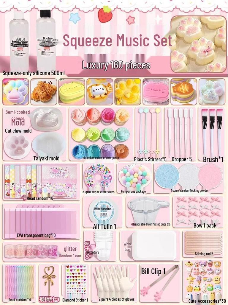 DIY Silicone Mold Stress Relief Toy Set: Music-Inspired Handmade Pinch Mud for Girls