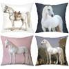White Horse Printed Decorative Cushion Covers for Home Polyester Pillowcase, Sofa Decorative Cushion Cov Headboard Pillow
