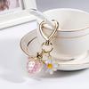 Romance Heart Shaped Resin Keychain With Strawberry Daisy Designs Portable Sturdy for Keys Bags Gifts