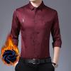 Camicia Invernale Calda Stampata da Uomo Camicia Casual da Uomo di Mezza Età in Velluto Ispessito Stile Invernale
