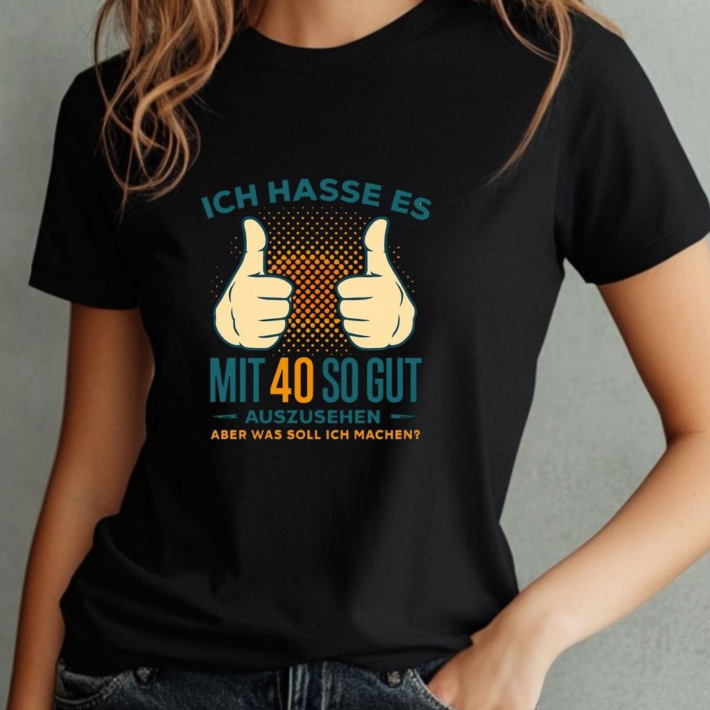 T-Shirt Frauen 40 Geburtstag Motiv Baumwolle Größe S bis 3XLWird in neuem Fenster oder Tab geöffnet
