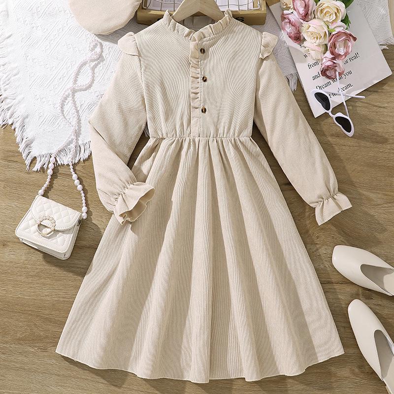 European Girls' Retro Long Sleeve Dress, 6-12 Years, Autumn/Winter Collection